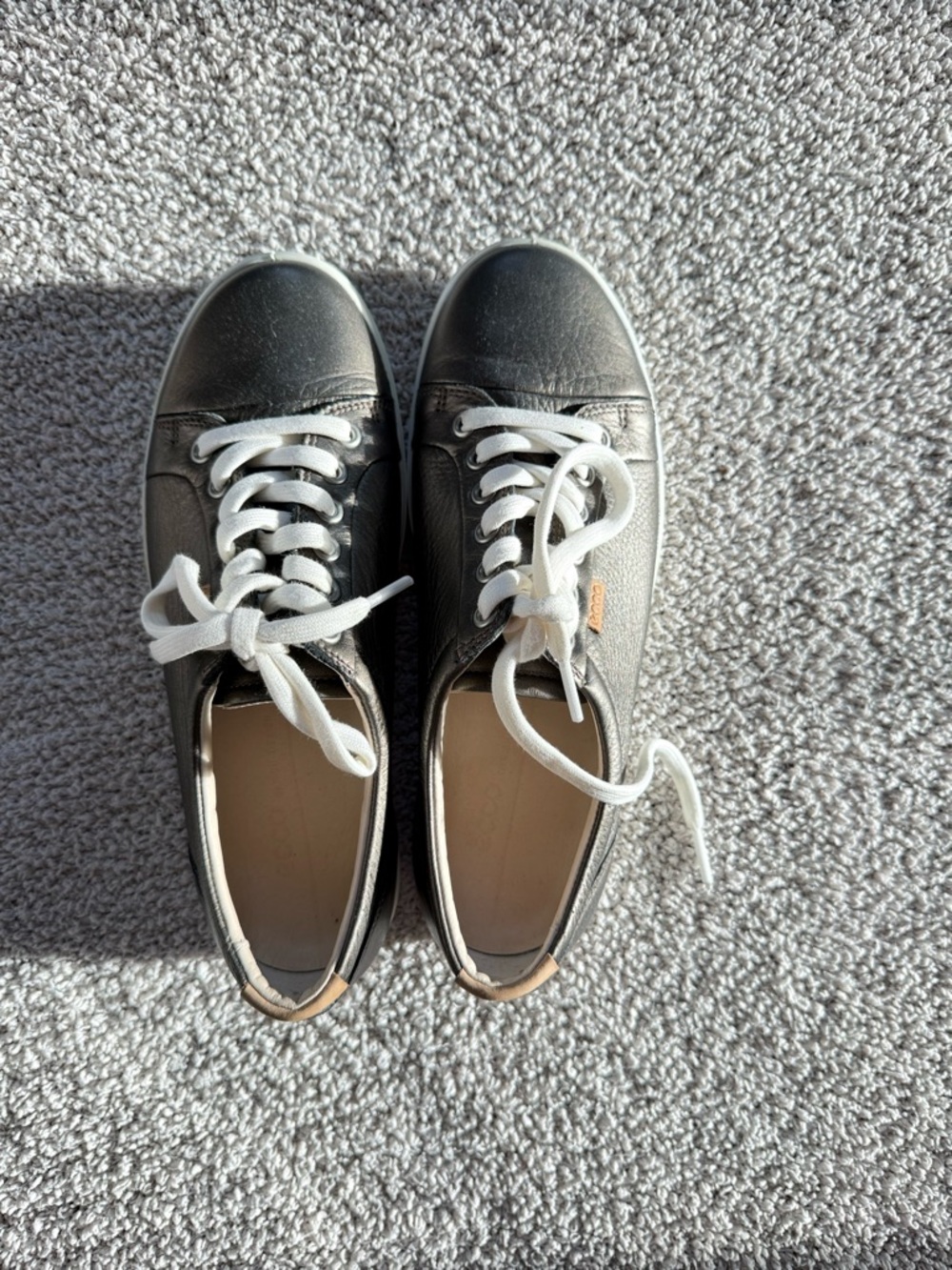 Ecco Black Leather Sneakers with White Laces